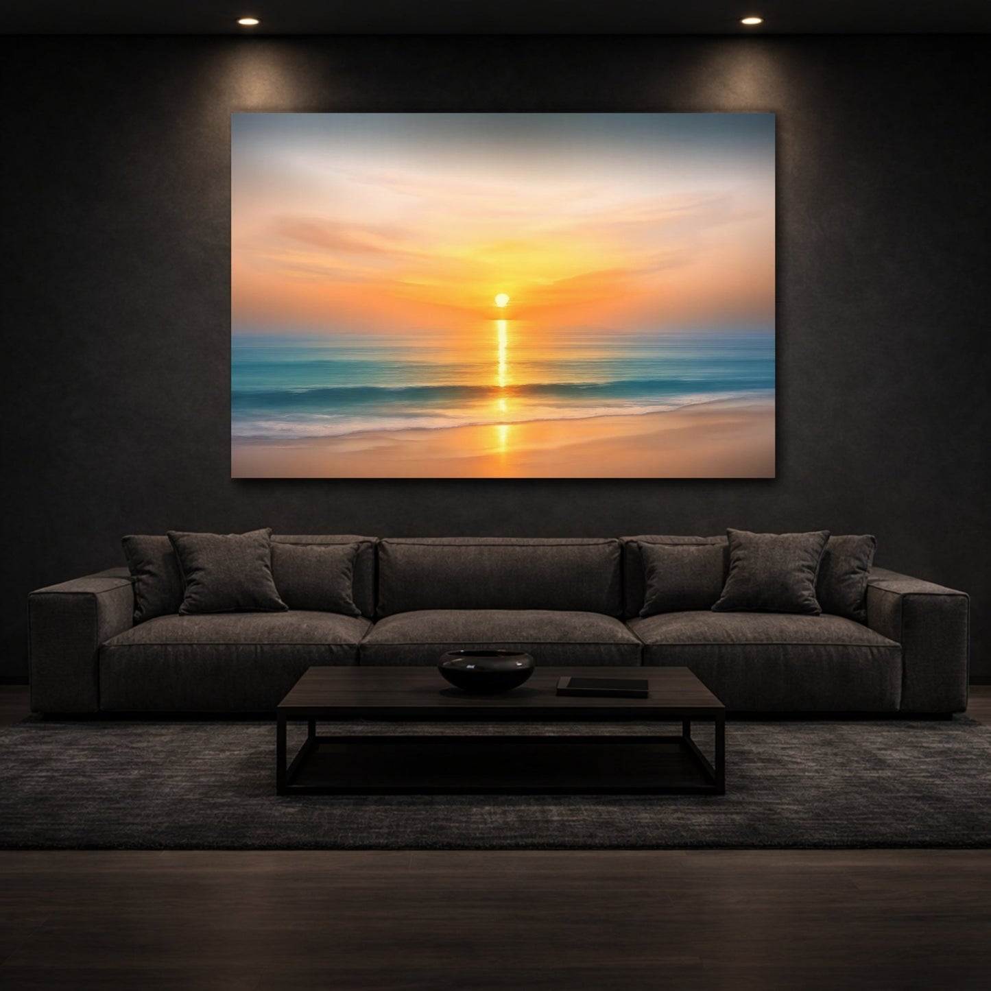 Nature Sunset Orange Blue - Canvas Wall Art Print - YesArtYes