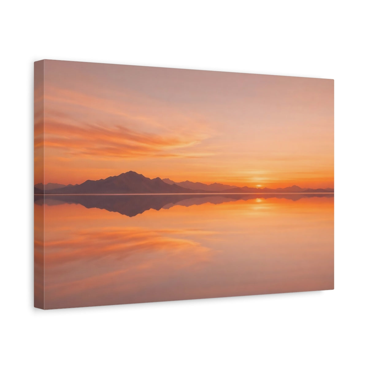 Side Mockup 4. Nature Sunset Orange Sunset shown as stretched canvas wall art