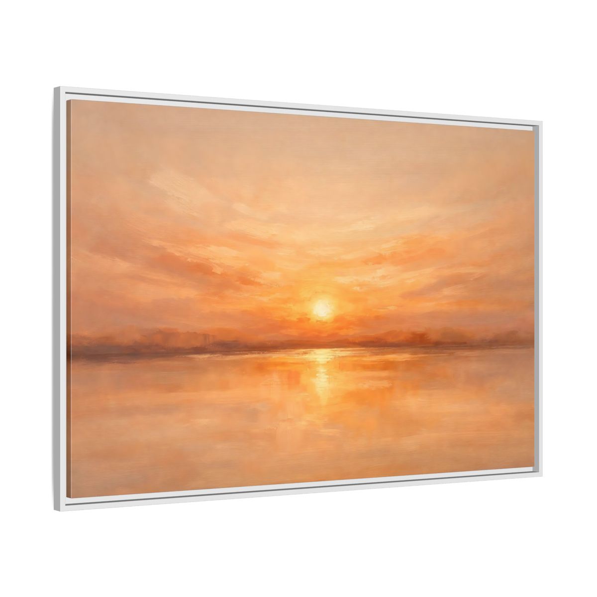 Side Mockup 7. Nature Sunset Orange Sunset shown as stretched canvas wall art