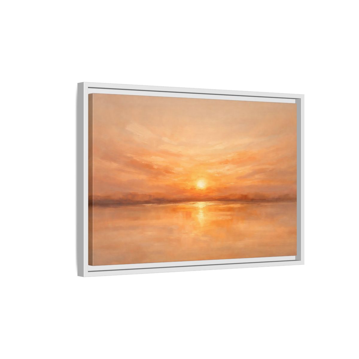 Side Mockup 1. Nature Sunset Orange Sunset shown as stretched canvas wall art