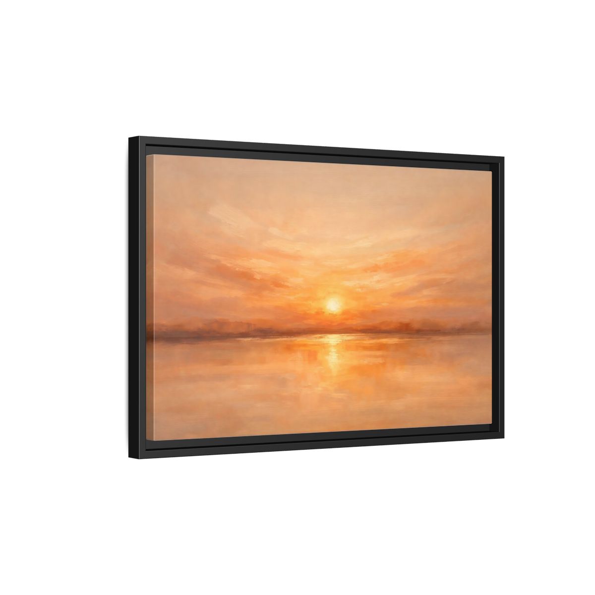 Side Mockup 3. Nature Sunset Orange Sunset shown as stretched canvas wall art