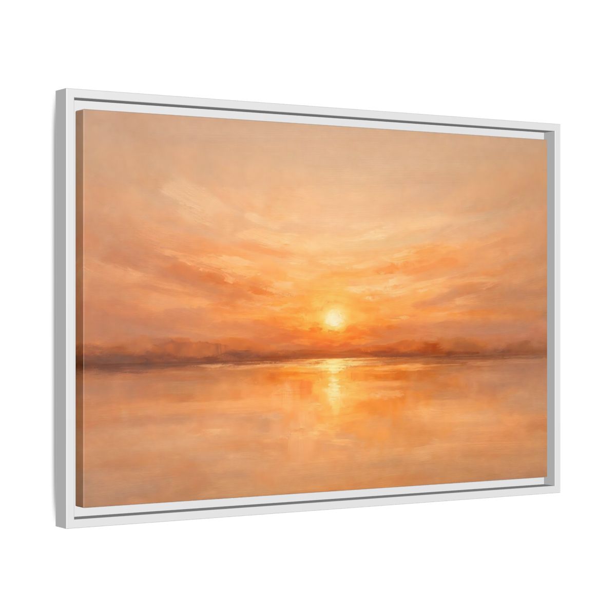 Side Mockup 10. Nature Sunset Orange Sunset shown as stretched canvas wall art