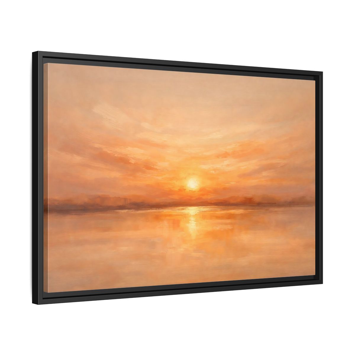 Side Mockup 14. Nature Sunset Orange Sunset shown as stretched canvas wall art
