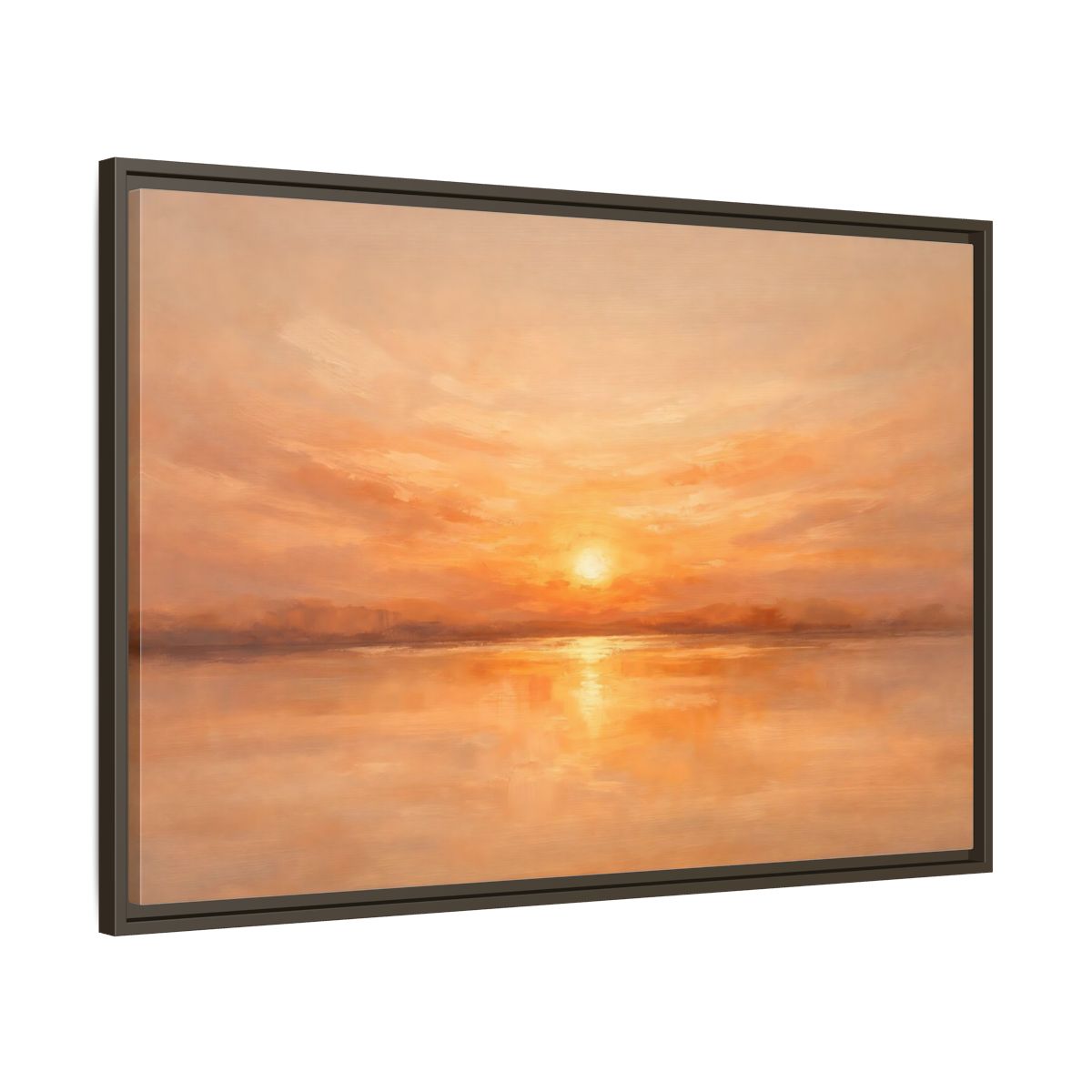 Side Mockup 9. Nature Sunset Orange Sunset shown as stretched canvas wall art
