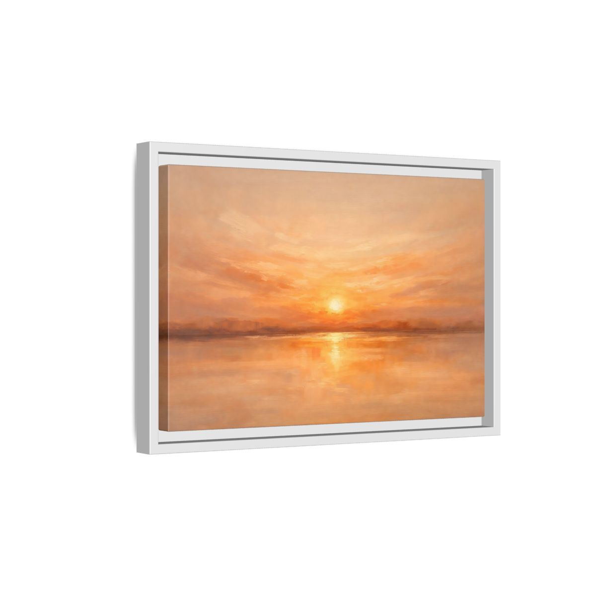Side Mockup 4. Nature Sunset Orange Sunset shown as stretched canvas wall art