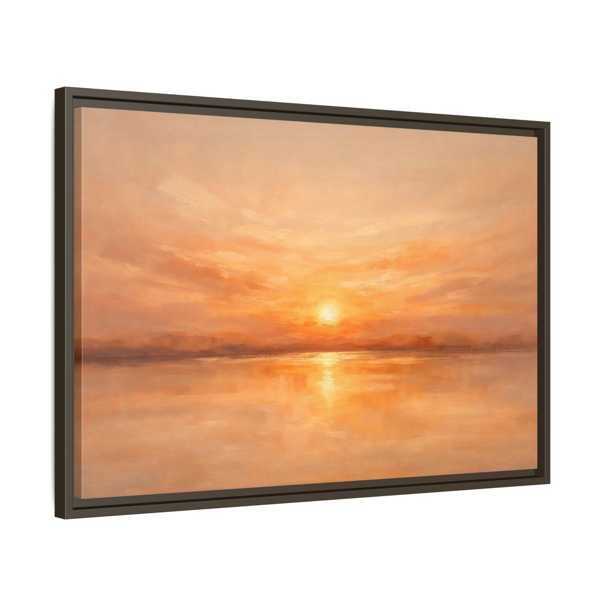 Side Mockup 11. Nature Sunset Orange Sunset shown as stretched canvas wall art