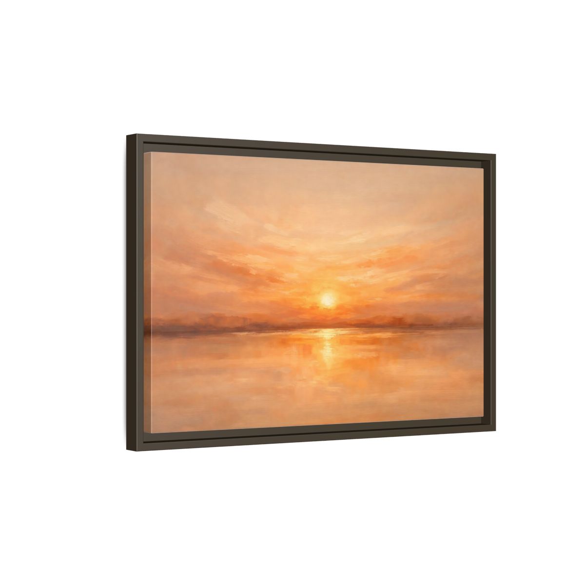 Side Mockup 2. Nature Sunset Orange Sunset shown as stretched canvas wall art