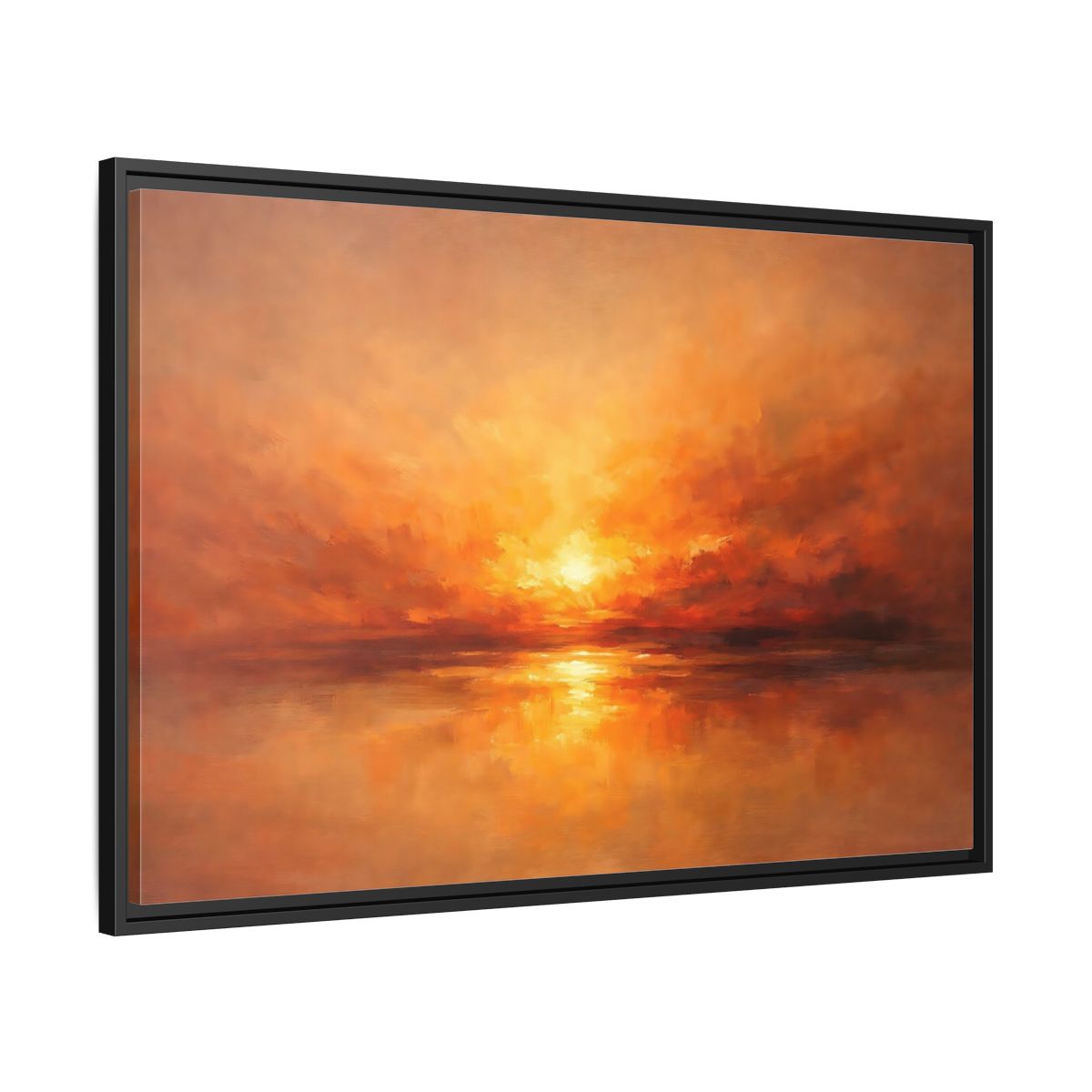 Side Mockup 13. Nature Sunset Orange Sunset shown as stretched canvas wall art