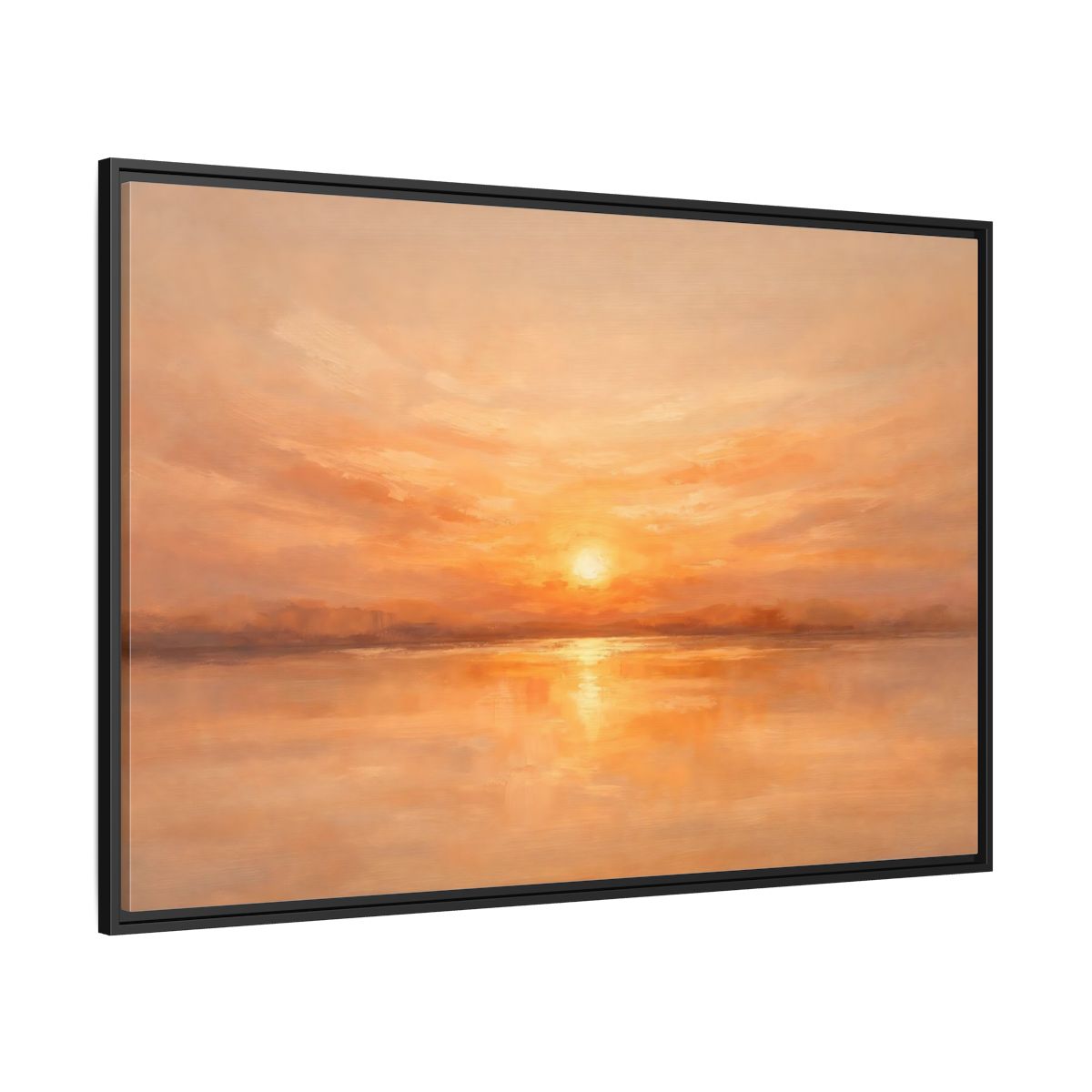 Side Mockup 12. Nature Sunset Orange Sunset shown as stretched canvas wall art