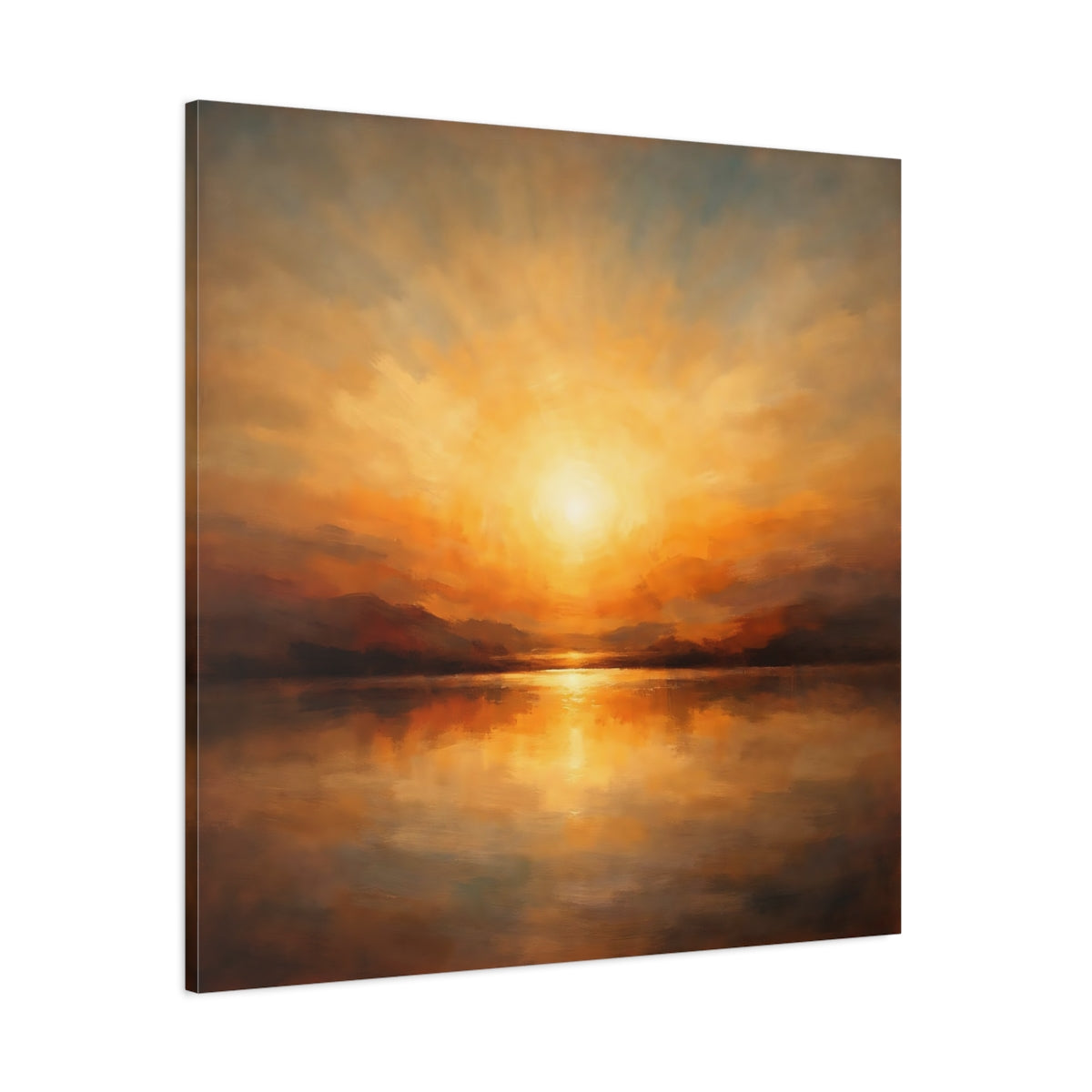 Main Mockup. Nature Sunset Orange Sunset shown as stretched canvas wall art