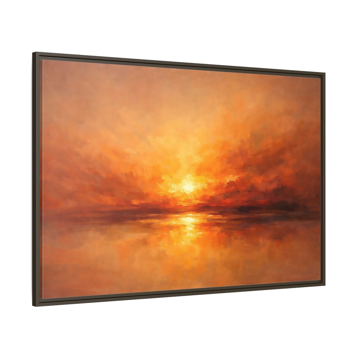Main Mockup. Nature Sunset Orange Sunset shown as stretched canvas wall art