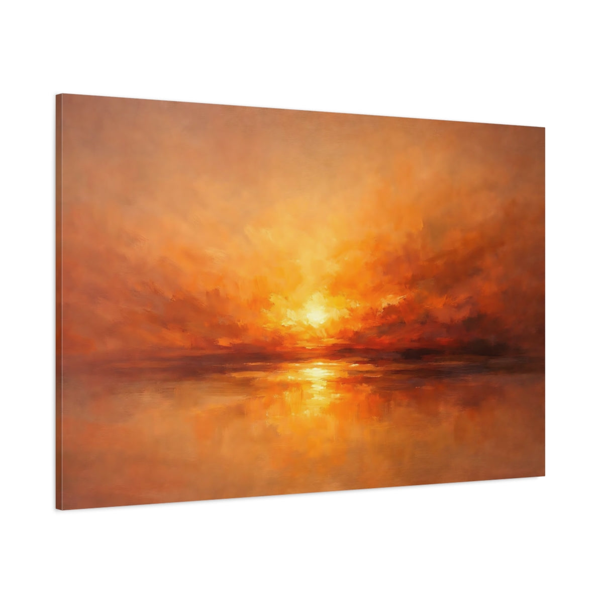 Main Mockup. Nature Sunset Orange Sunset shown as stretched canvas wall art