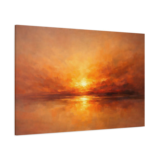 Main Mockup. Nature Sunset Orange Sunset shown as stretched canvas wall art