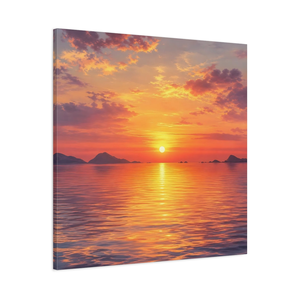 Main Mockup. Nature Sunset Orange Sunset shown as stretched canvas wall art