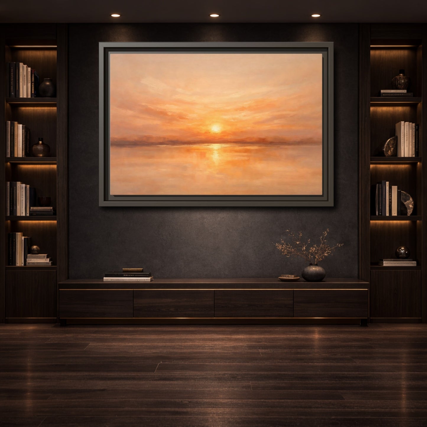 Mockup 3. Nature Sunset Orange Sunset shown as stretched canvas wall art