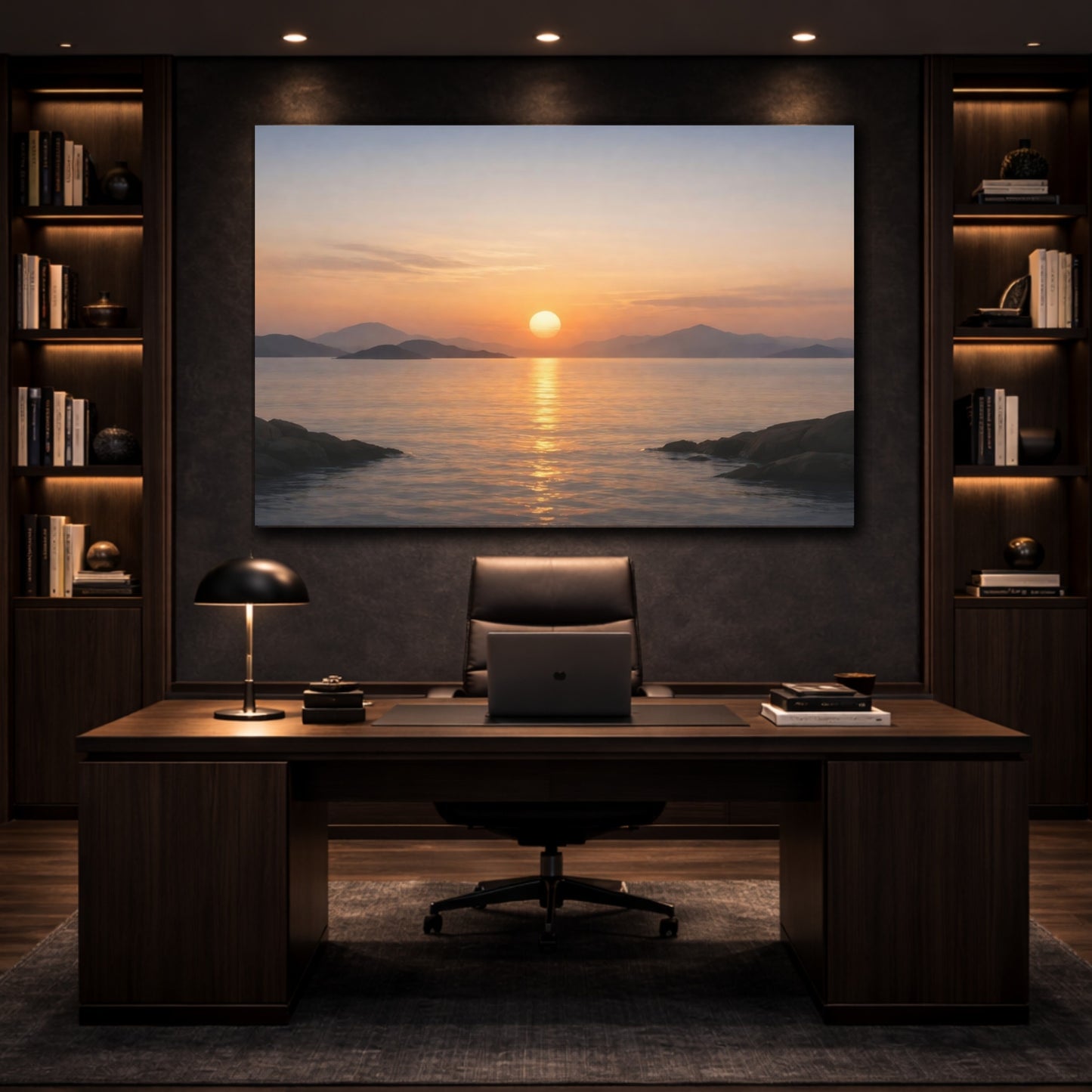 Nature Sunset Orange Sunset shown as front canvas room wall art