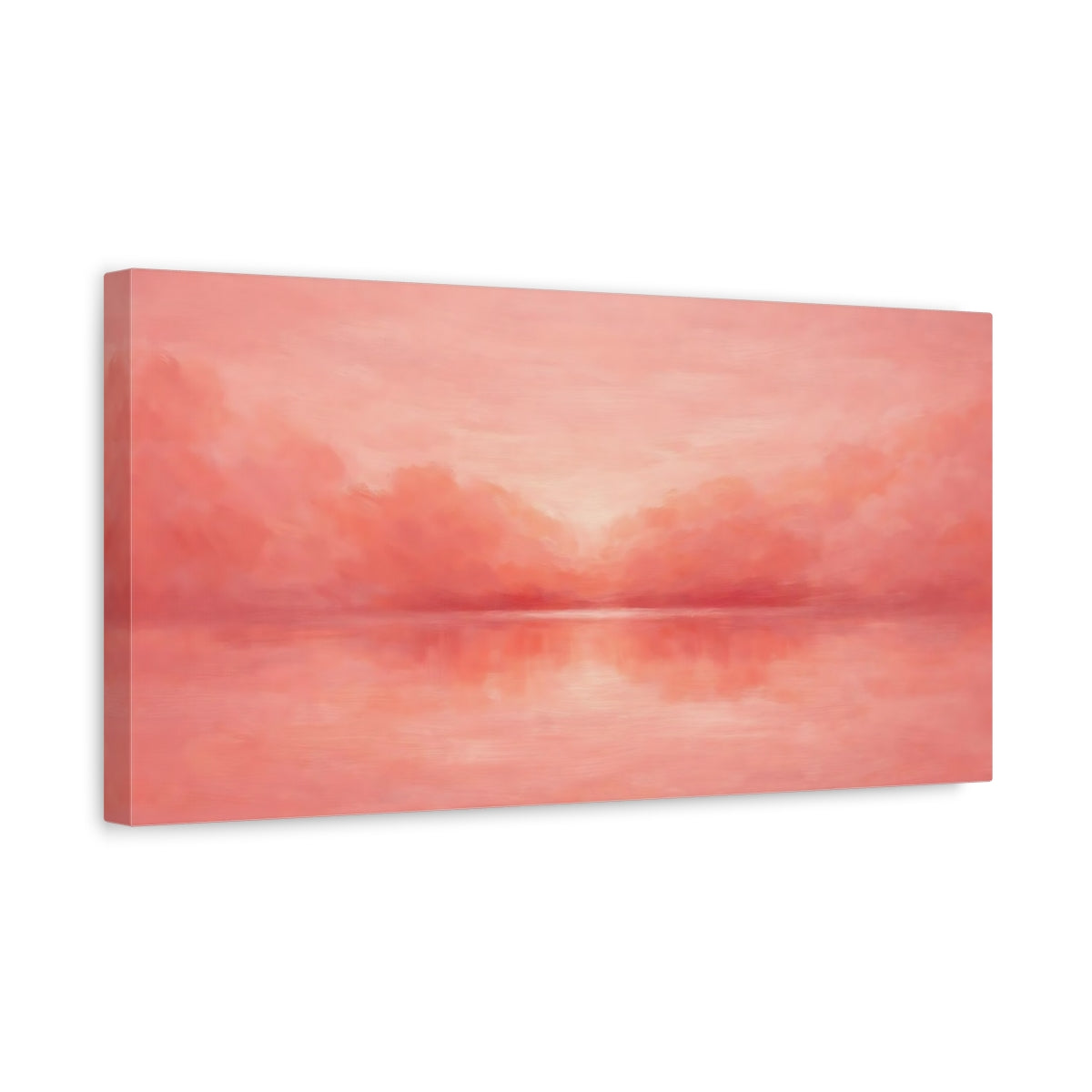 Side Mockup 3. Nature Sunset Pink Sunset shown as stretched canvas wall art