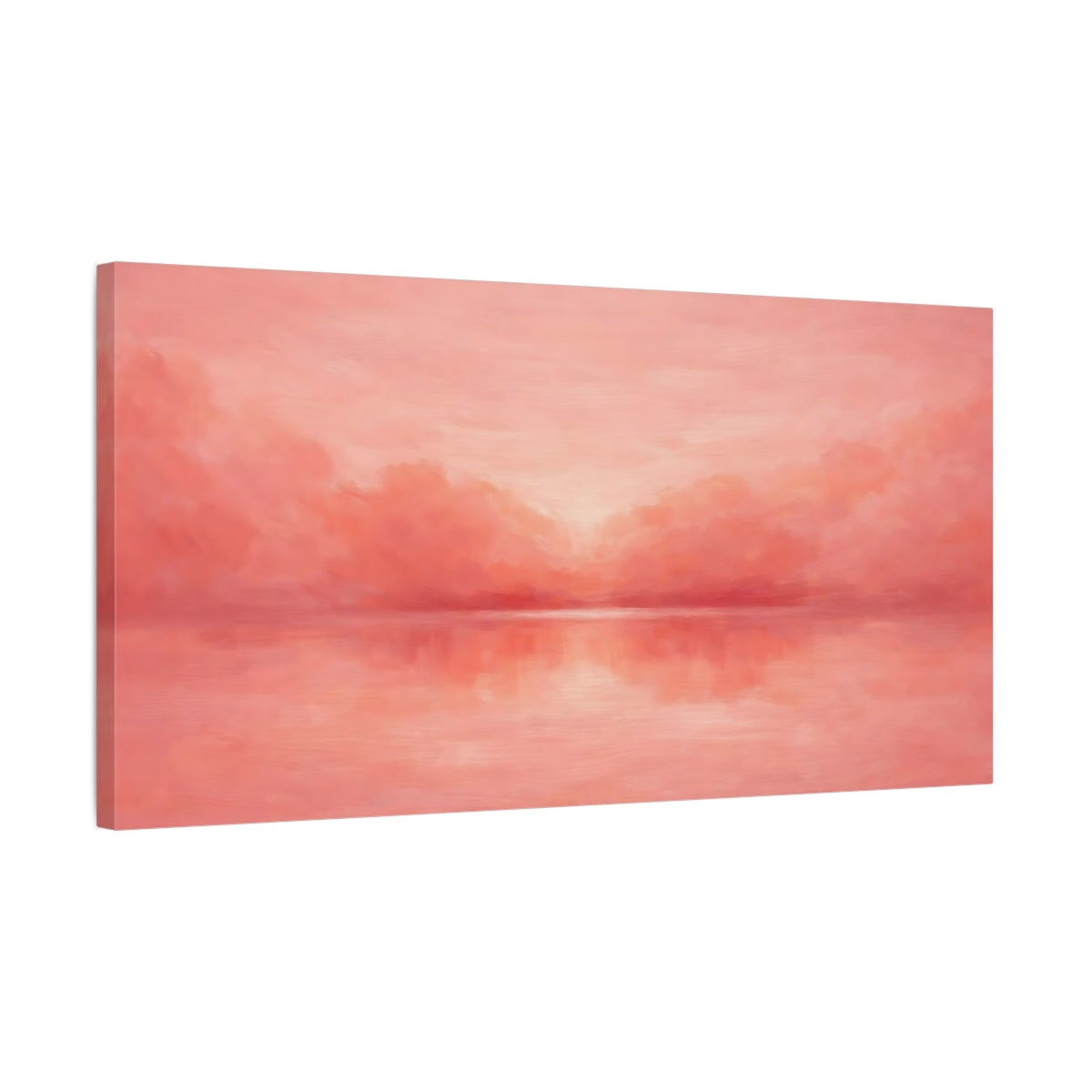 Side Mockup 2. Nature Sunset Pink Sunset shown as stretched canvas wall art
