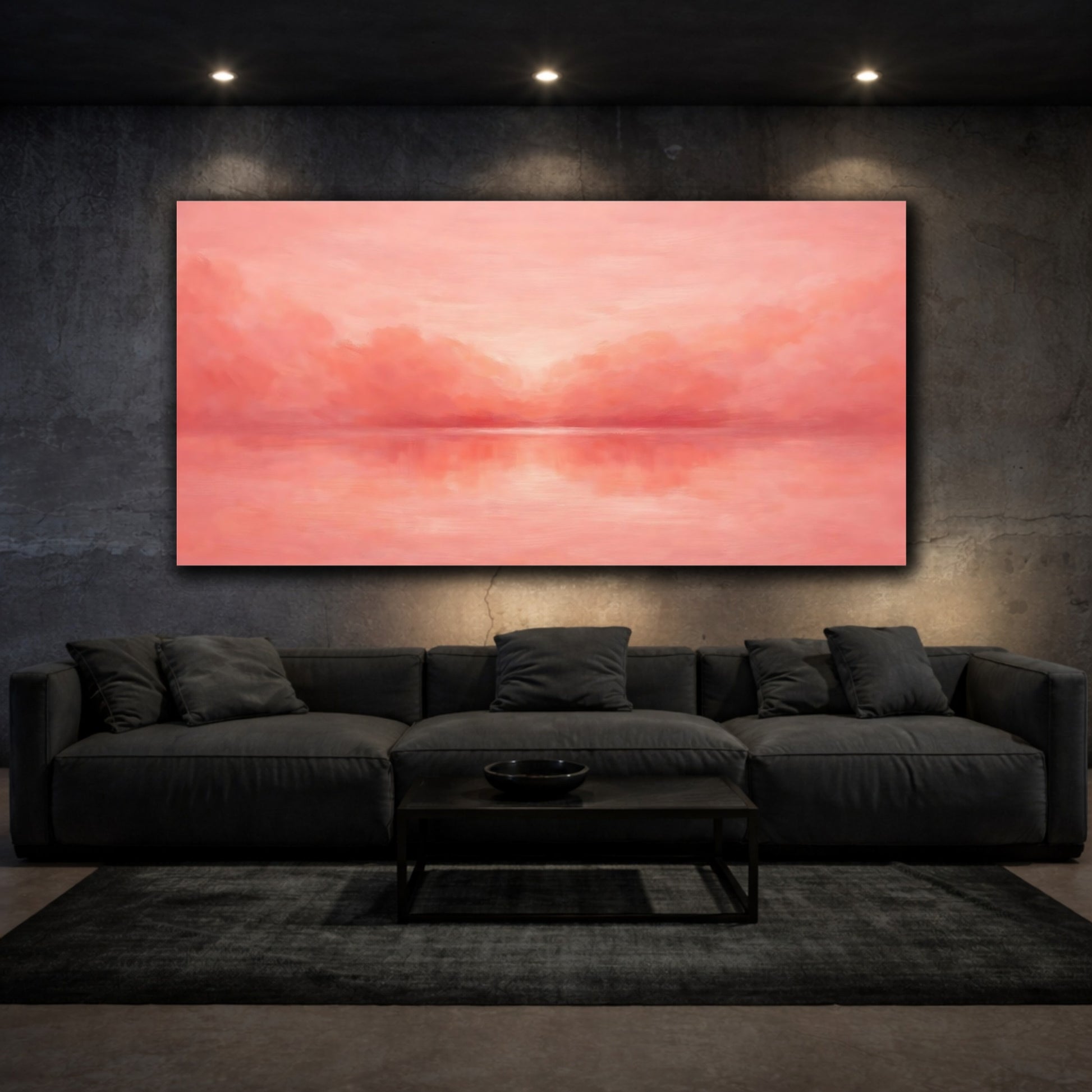 Mockup 2. Nature Sunset Pink Sunset shown as stretched canvas wall art