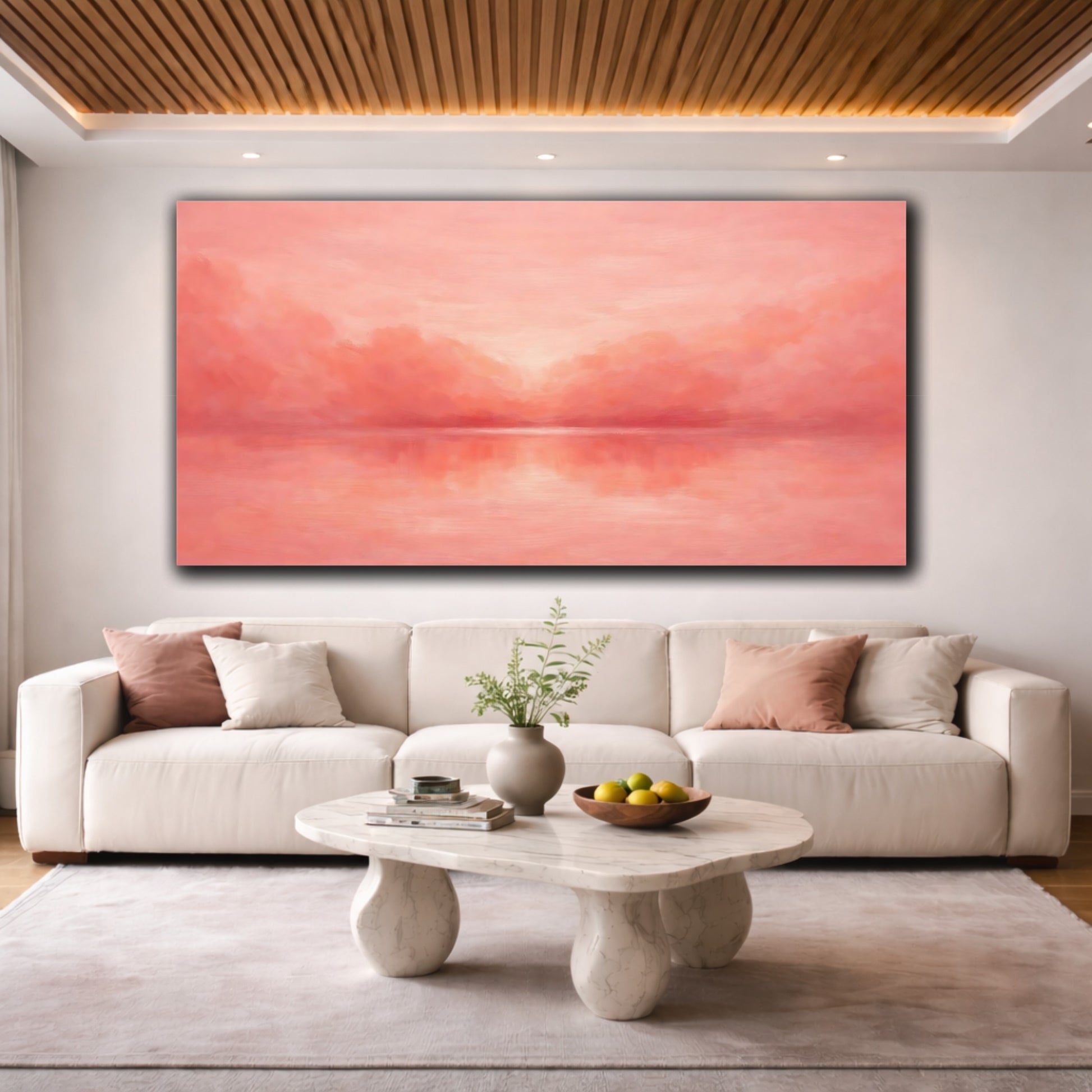 Mockup 3. Nature Sunset Pink Sunset shown as stretched canvas wall art