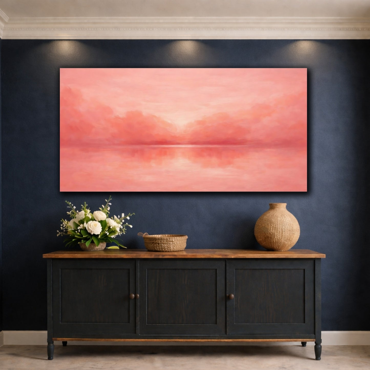 Mockup 4. Nature Sunset Pink Sunset shown as stretched canvas wall art