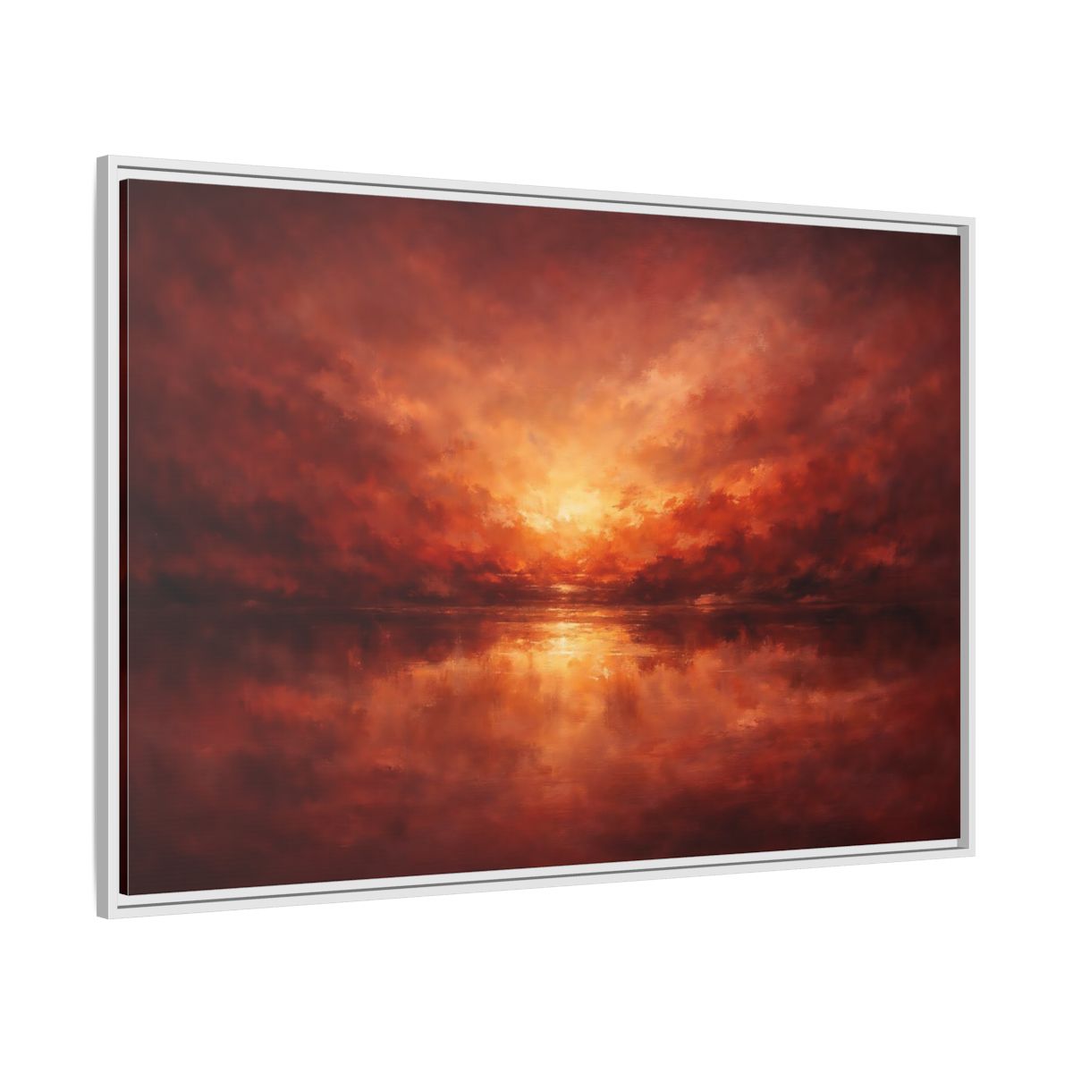 Side Mockup 7. Nature Sunset Red Orange Sunset shown as stretched canvas wall art