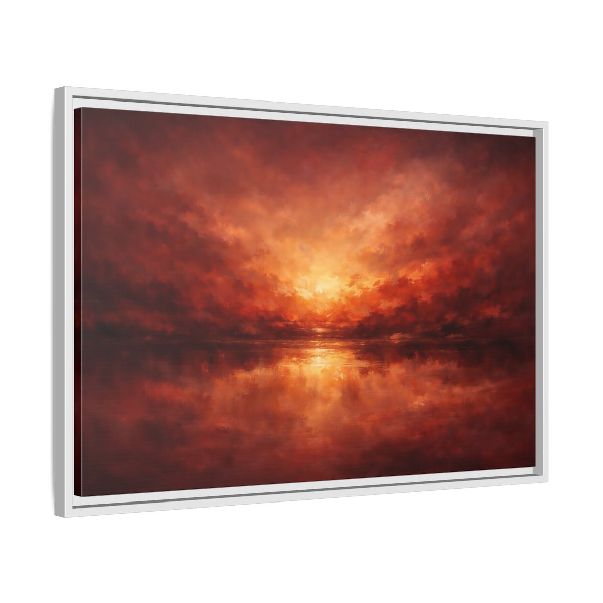 Side Mockup 10. Nature Sunset Red Orange Sunset shown as stretched canvas wall art