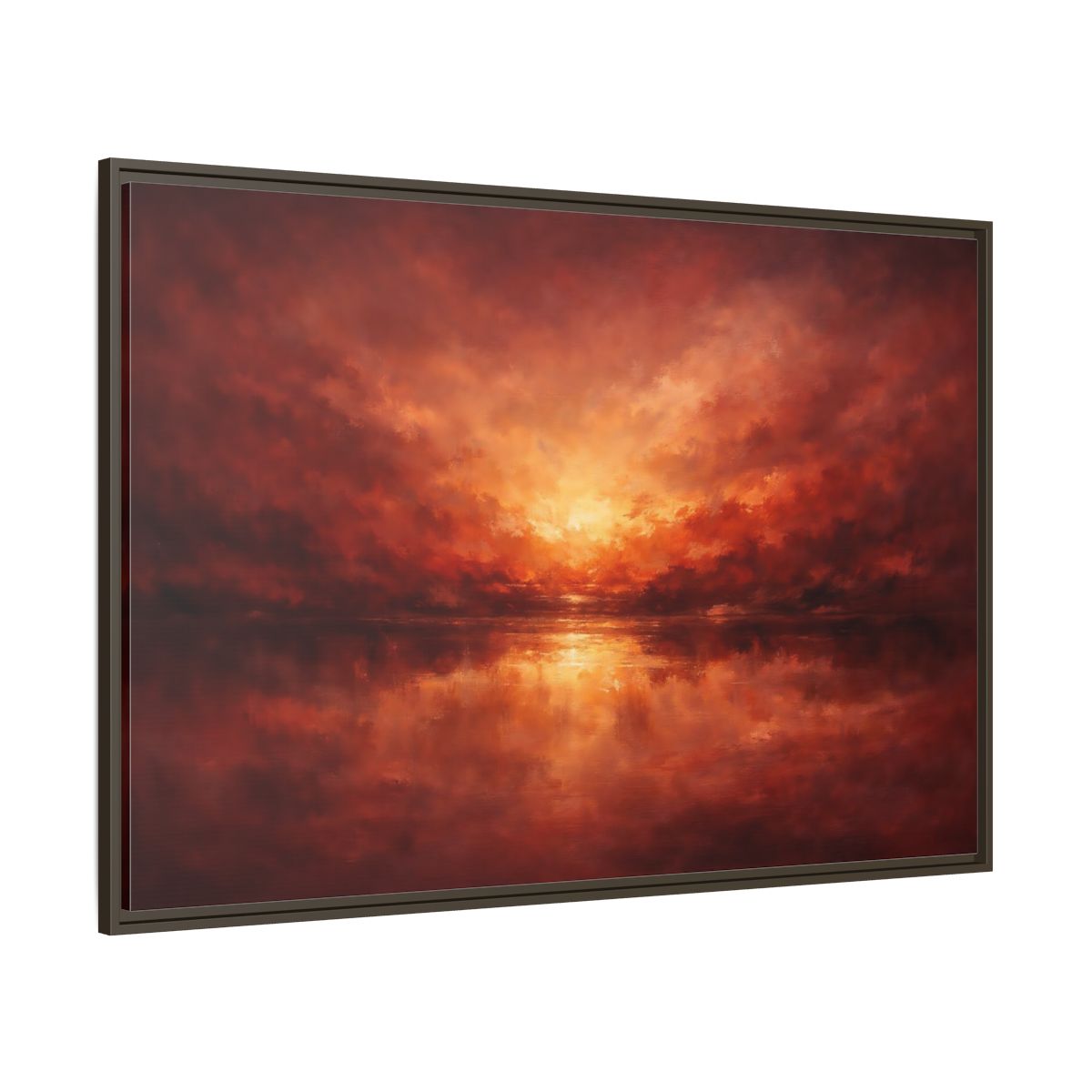 Main Mockup. Nature Sunset Red Orange Sunset shown as stretched canvas wall art