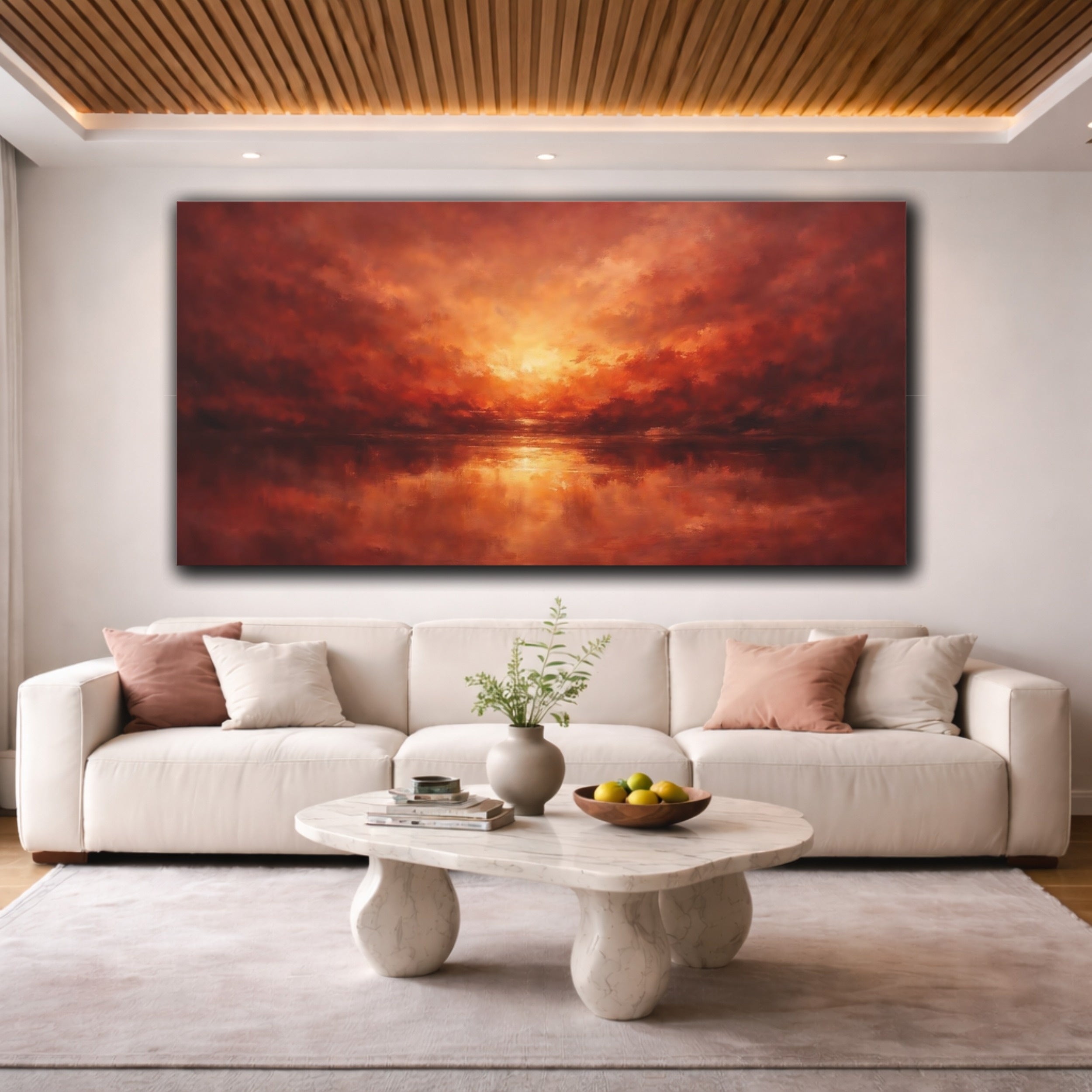 Fiery Sunset Landscape Canvas Wall Art - YesArtYes
