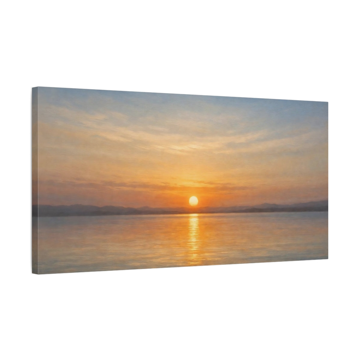 Side Mockup 2. Nature Sunset Seascape Golden Sunset Landscape shown as stretched canvas wall art