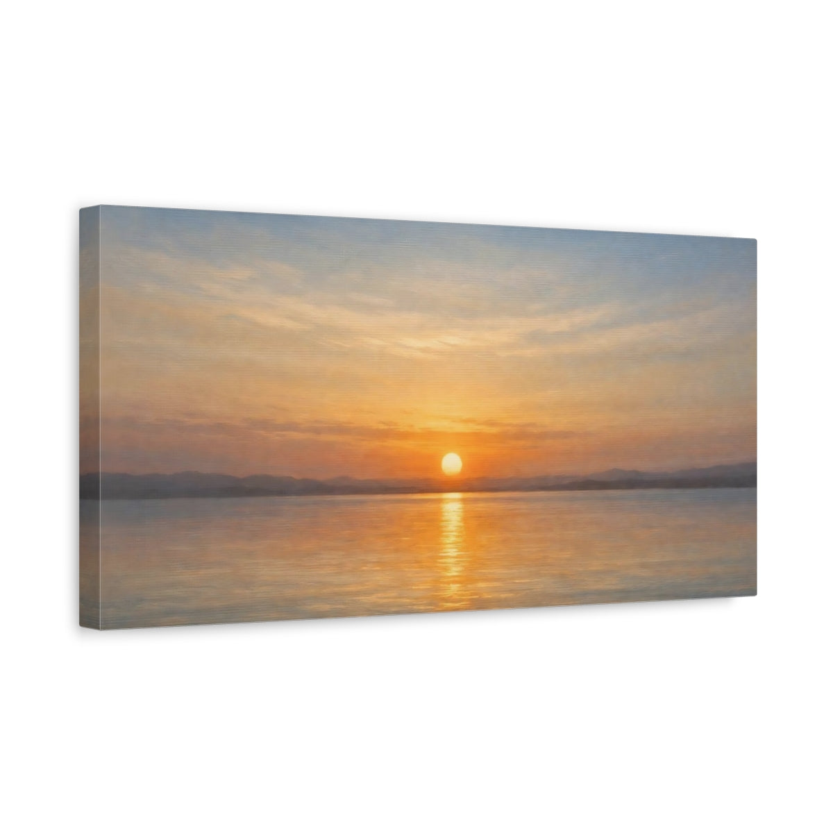 Side Mockup 3. Nature Sunset Seascape Golden Sunset Landscape shown as stretched canvas wall art