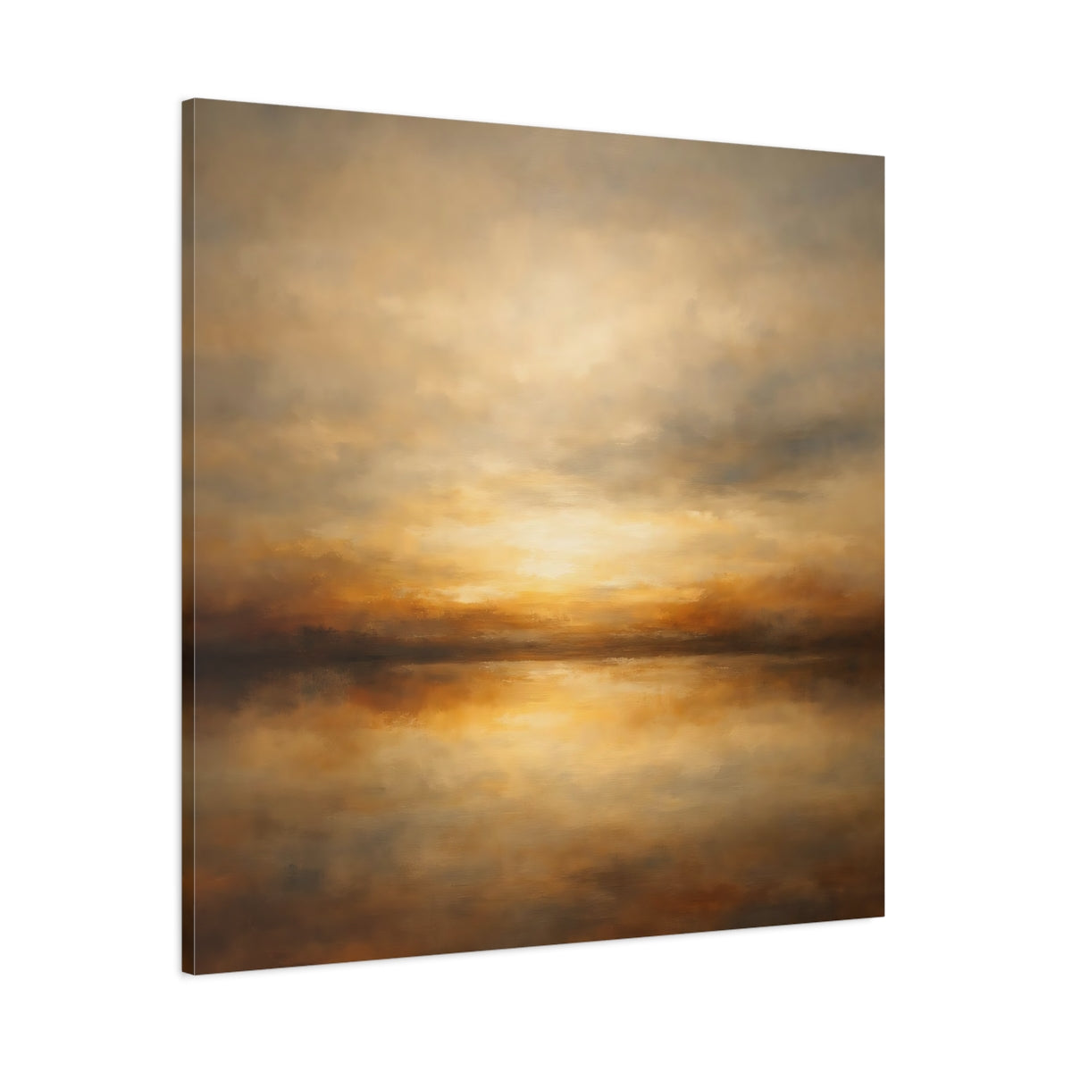 Main Mockup. Nature Sunset Seascape Golden Sunset Seascape shown as stretched canvas wall art