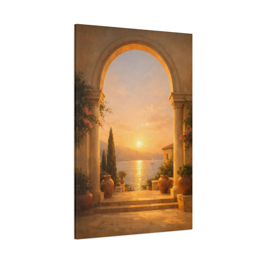 Nature Sunset Seascape Mediterranean Sunset shown as stretched canvas wall art