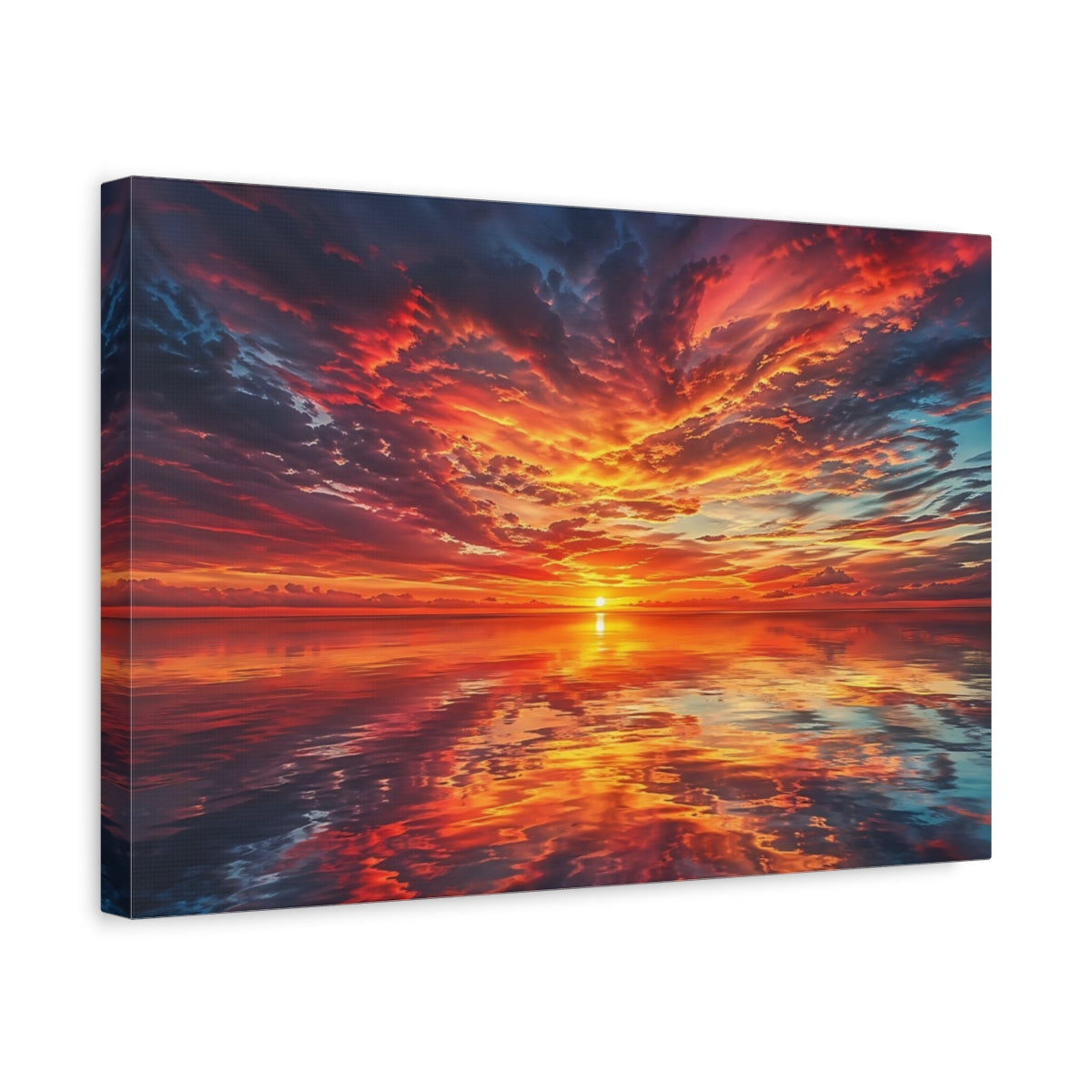 Side Mockup 4. Nature Sunset Vibrant Sunset shown as stretched canvas wall art