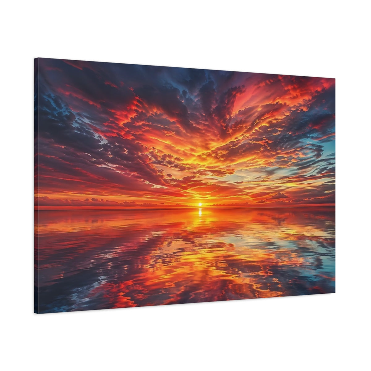 Side Mockup 1. Nature Sunset Vibrant Sunset shown as stretched canvas wall art