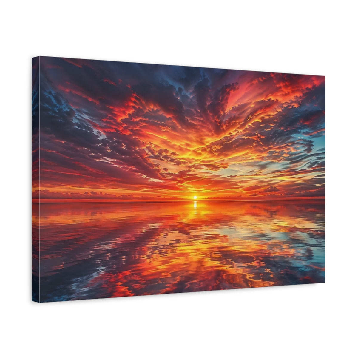 Side Mockup 3. Nature Sunset Vibrant Sunset shown as stretched canvas wall art