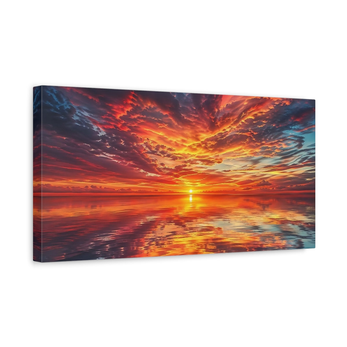 Side Mockup 3. Nature Sunset Vibrant Sunset shown as stretched canvas wall art