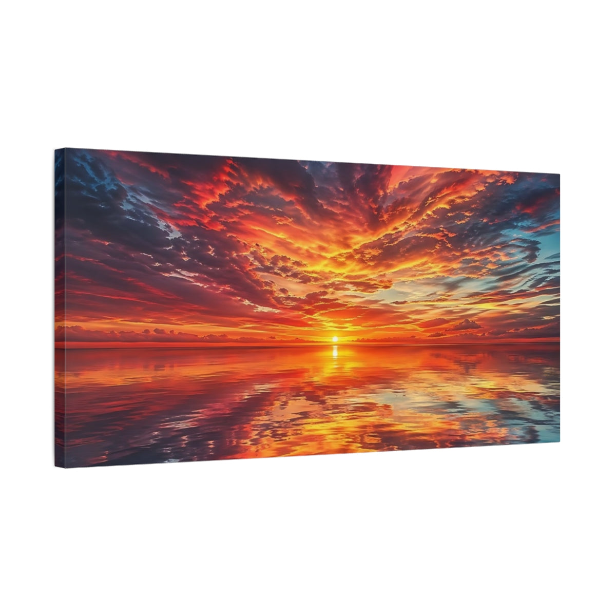 Side Mockup 1. Nature Sunset Vibrant Sunset shown as stretched canvas wall art