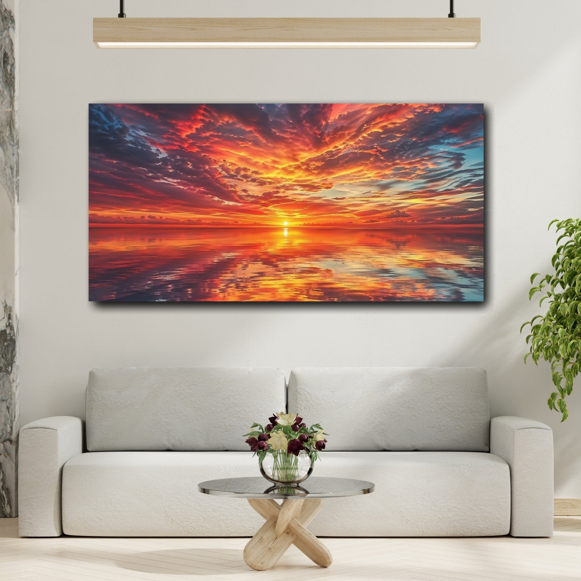 Mockup 3. Nature Sunset Vibrant Sunset shown as stretched canvas wall art