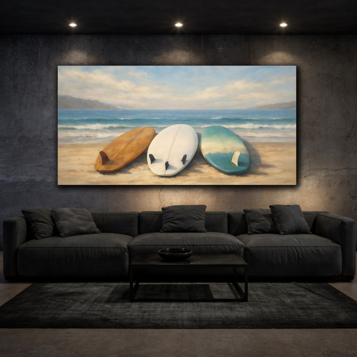 Mockup 2. Nature Surfboards Beach Surfboards shown as stretched canvas wall art