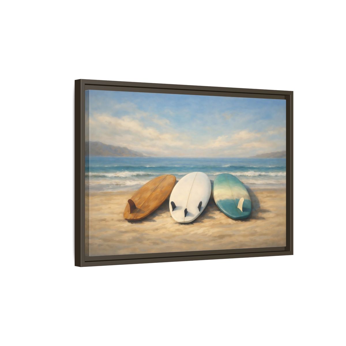 Side Mockup 2. Nature Surfboards Coastal Surfboards shown as stretched canvas wall art