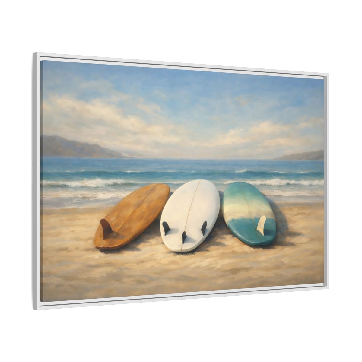 Side Mockup 7. Nature Surfboards Coastal Surfboards shown as stretched canvas wall art
