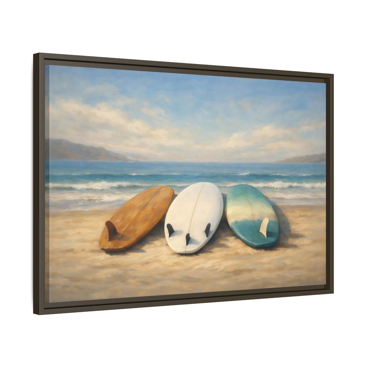 Side Mockup 11. Nature Surfboards Coastal Surfboards shown as stretched canvas wall art