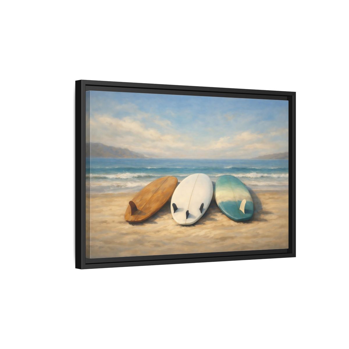 Side Mockup 3. Nature Surfboards Coastal Surfboards shown as stretched canvas wall art