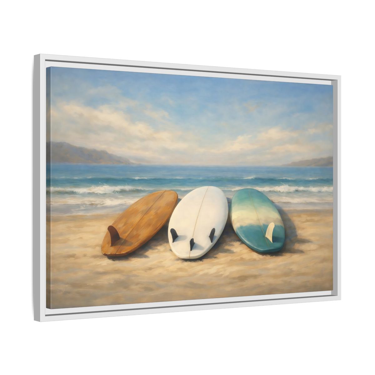 Side Mockup 10. Nature Surfboards Coastal Surfboards shown as stretched canvas wall art