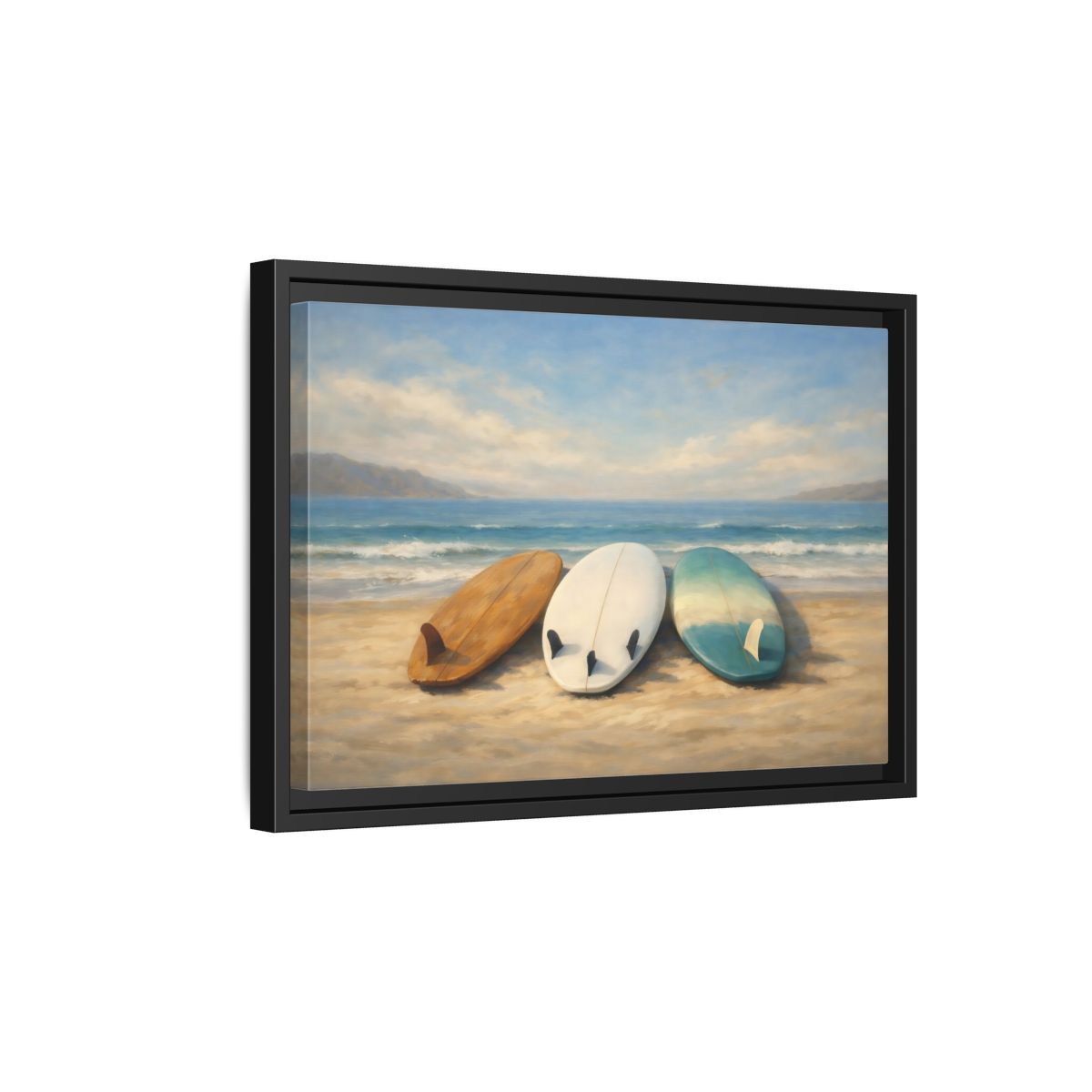 Side Mockup 6. Nature Surfboards Coastal Surfboards shown as stretched canvas wall art