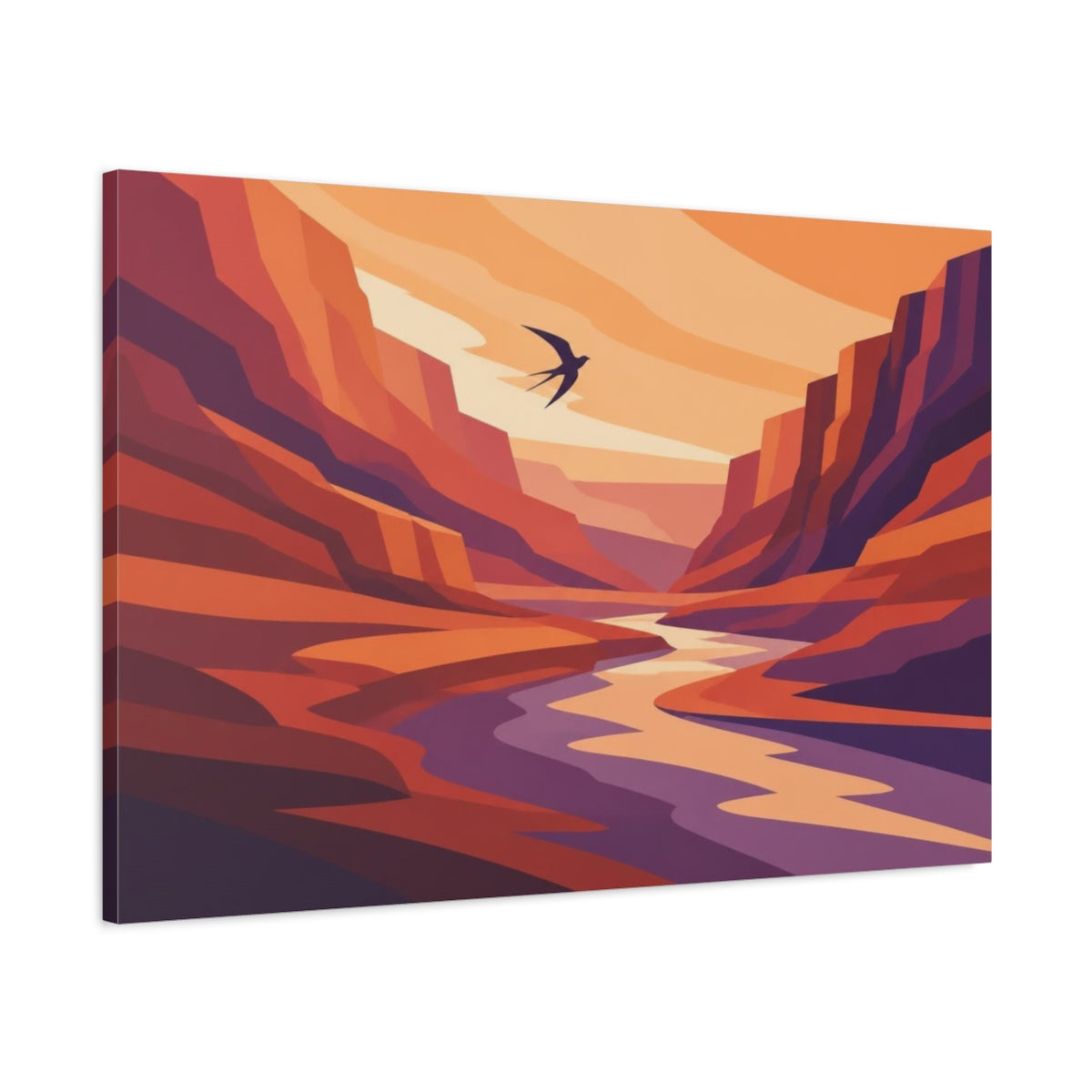 Main Mockup. Nature Swallow Over Amber Canyon shown as canvas print