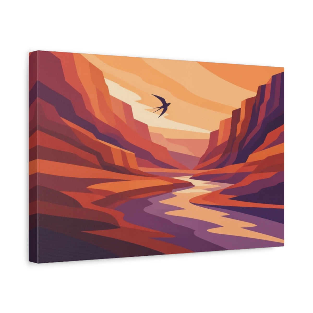 Side Mockup 4. Nature Swallow Over Amber Canyon shown as canvas print