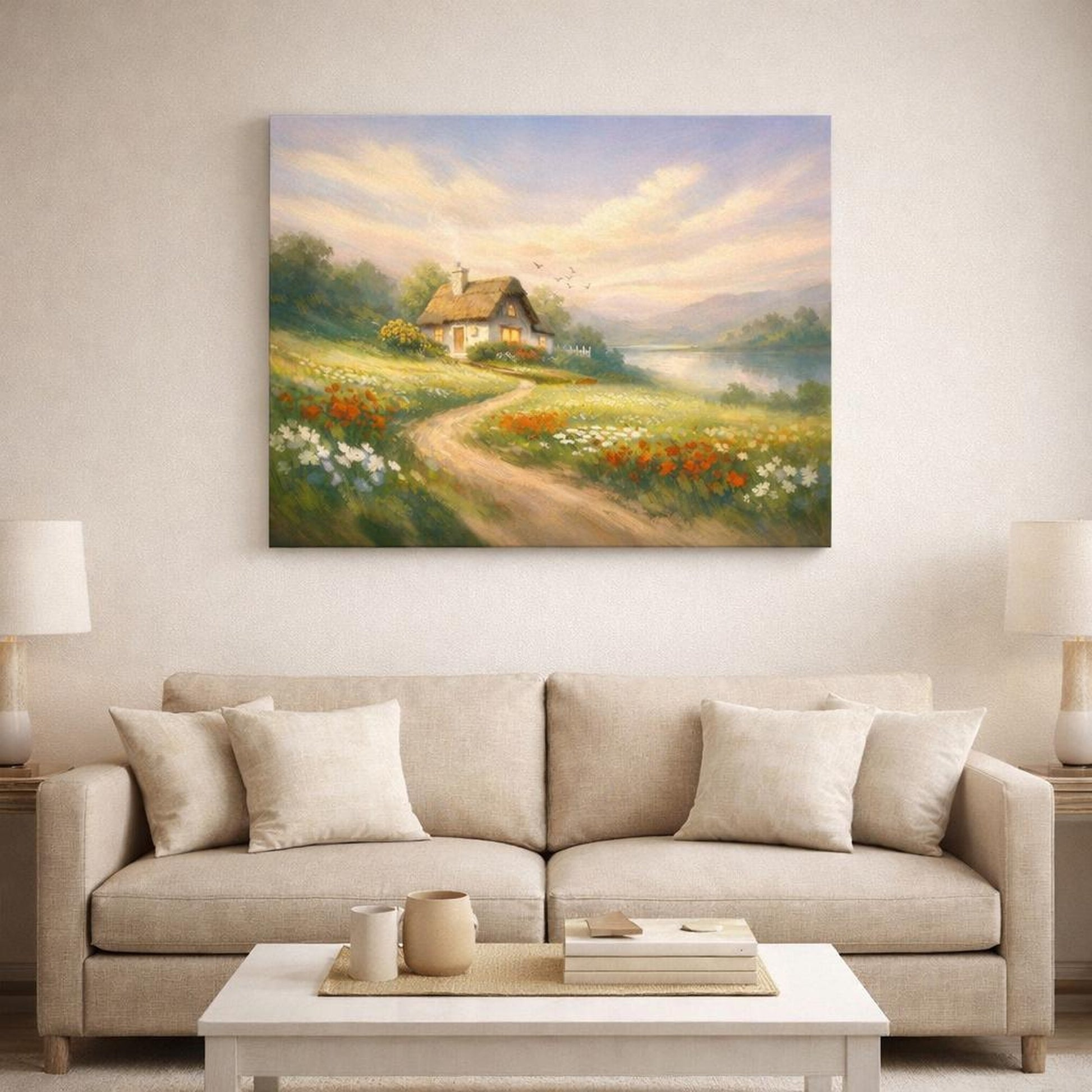 Nature Sweet Home shown as canvas wall art in a luxury executive office