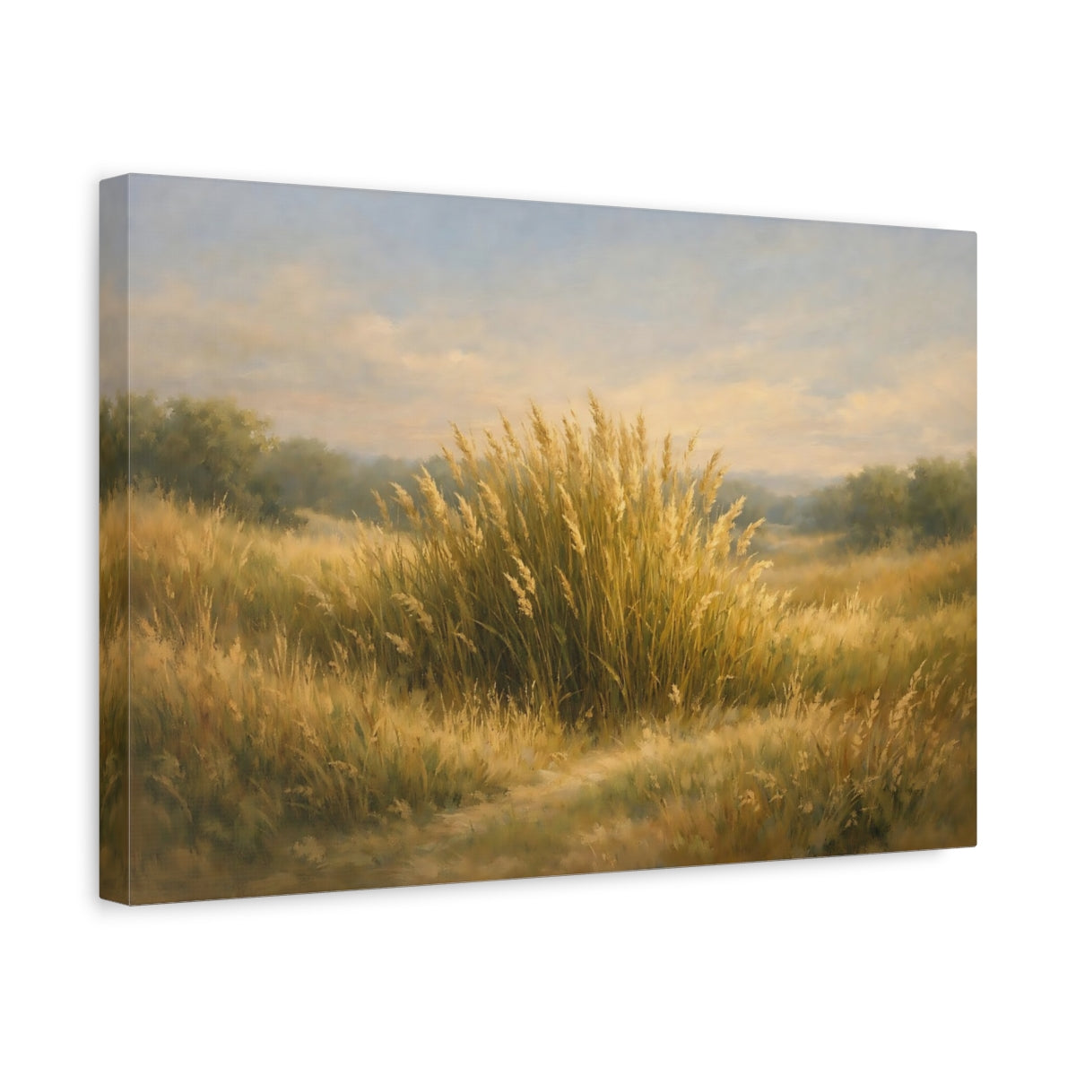 Side Mockup 4. Nature Tall Grass Golden Grass Field shown as stretched canvas wall art
